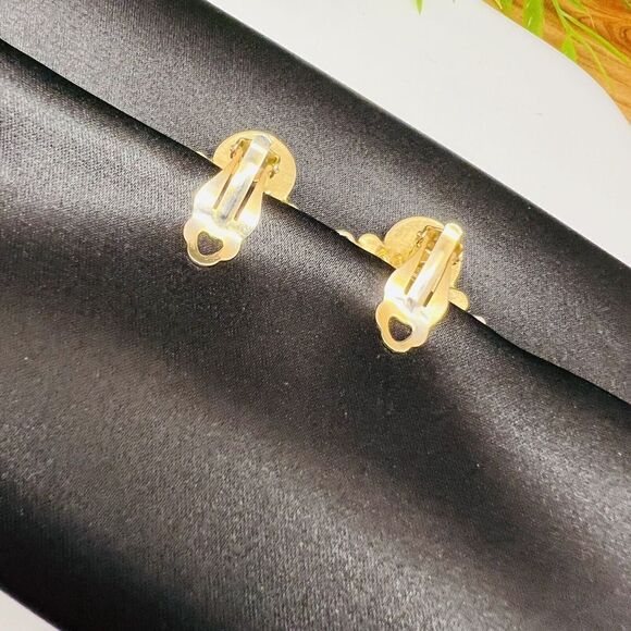 Vintage Multi Color Blue Red Green Pink Clear Rhinestone Clip On Earrings 1167 - Picture 4 of 7